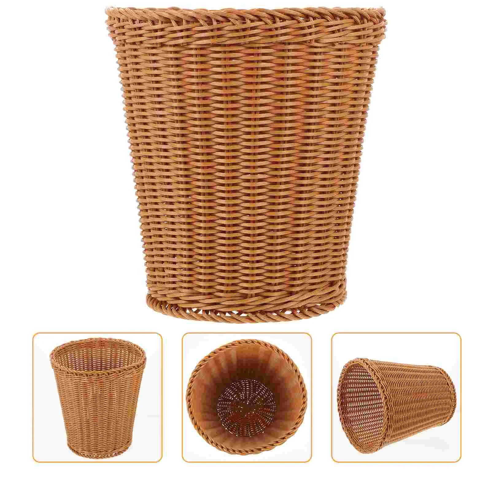 

Tall Narrow Storage Bin Rattan Trash Can Plastic Laundry Basket Decorative Woven