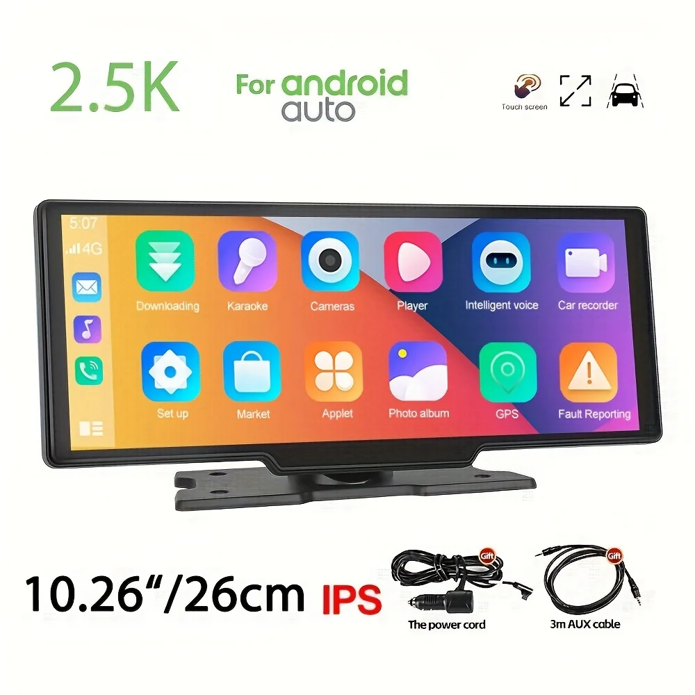 

Car Smart Screen Car Display for Android Auto and IOS : Voice Control, Dual Camera & USB, Portable Monitor"