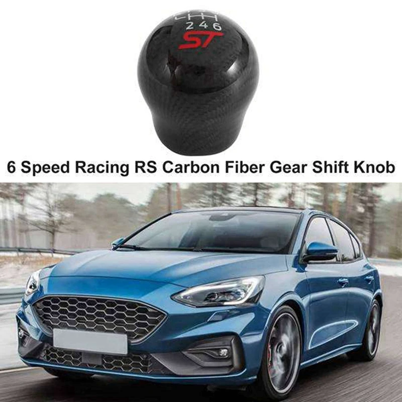 6 Speed Car Racing ST Carbon Fiber Gear Shift Knob for Ford Focus ST RS Fiesta