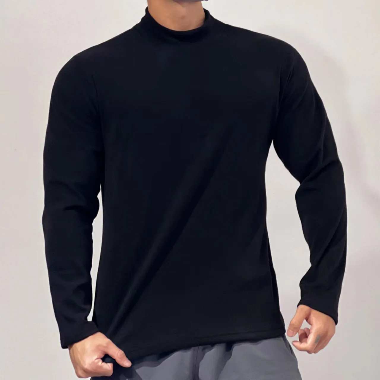 

Fashion Autumn Winter Men's keep warm Long Sleeve Turtleneck T-Shirt Solid Color Tops Male Slim Basic Stretch Fitness Tee Top