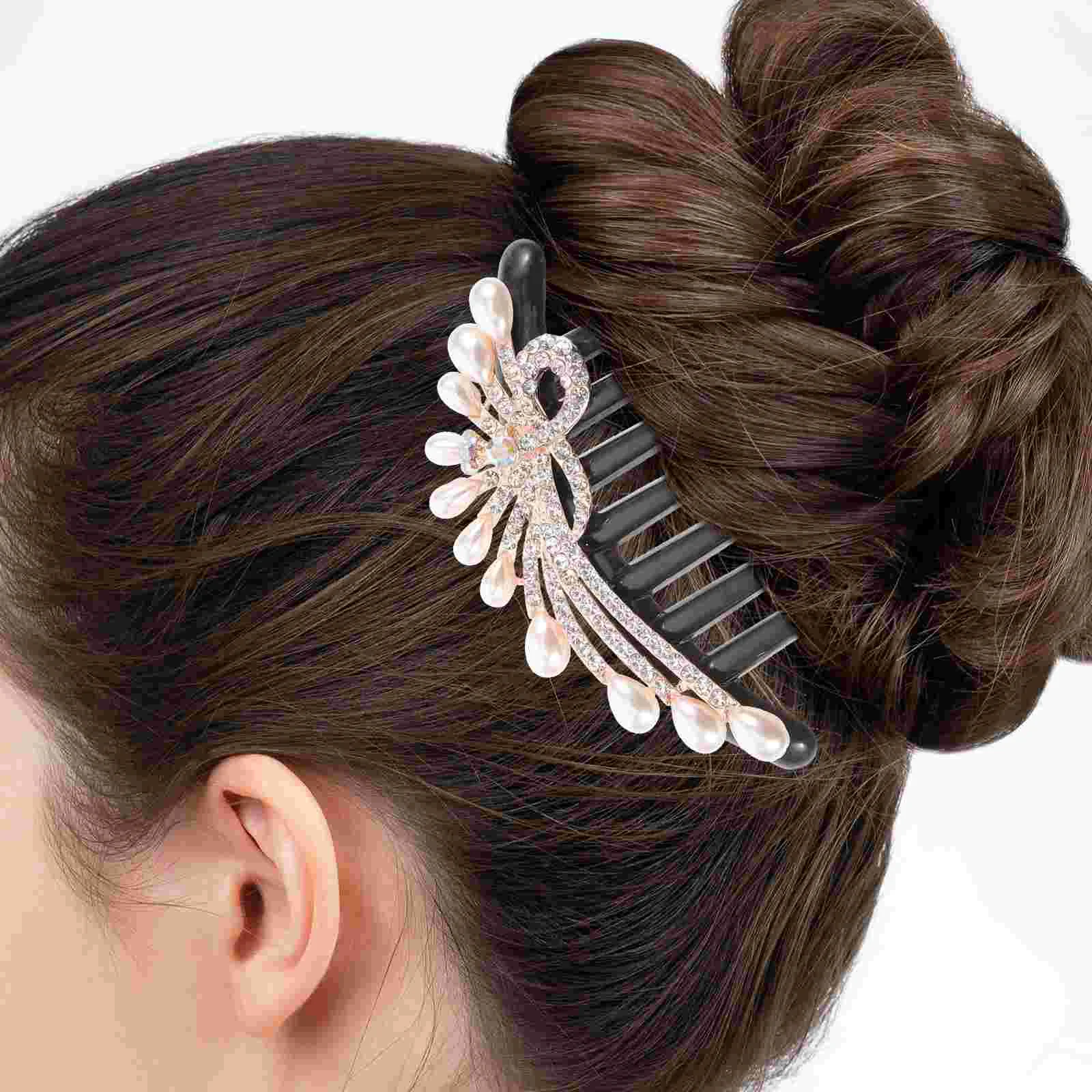 Seven-tooth Hair Comb Pearl Side Accessories Combs for Women Clips Girls Rhinestone Pins Aldult