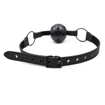Sex Open Mouth Gag Ball Black PU Leather Strap Bdsm Gag with Open Holes Slave Sexy Bondage Restraints Sex Toys for Women Couples 3