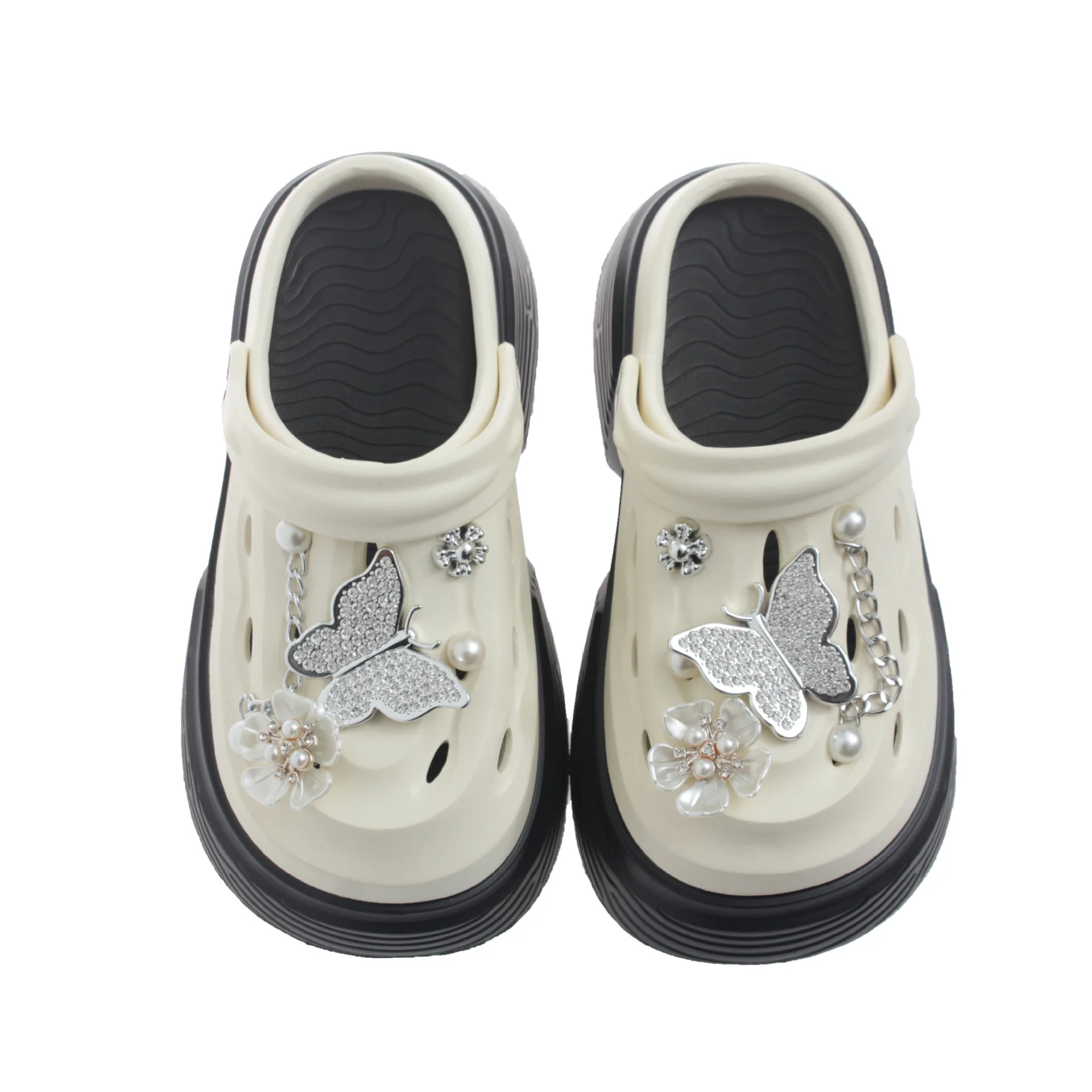 Fashion Beach Garden Shoes DIY Women's Hole Shoes 8cm Sandal Slippers Cartoon Accessories Hole Slippers Shoes for Students Girls