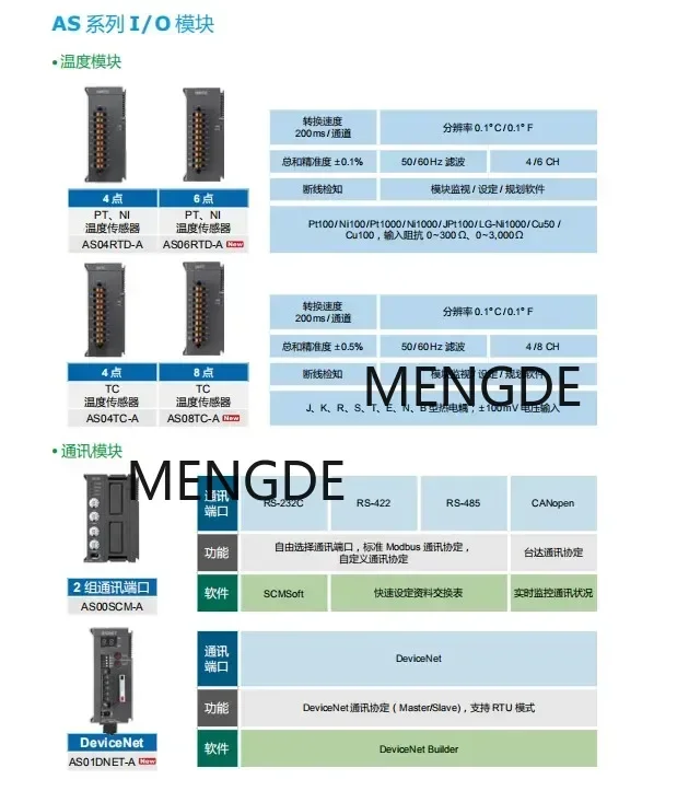 Delta AS 시리즈 아날로그 모듈 AS04AD-A AS04DA-A AS08AD-B AS08AD-C AS06XA-A AS04RTD-A AS04TC-A AS02LC-A AS08TC-A 새로운 원본