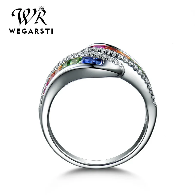 WEGARASTI Silver New Jewelry Ring Trendy Luxury Gemstone Women Ring Fashion Silver Rings Jewellery Weddings Party Gifts