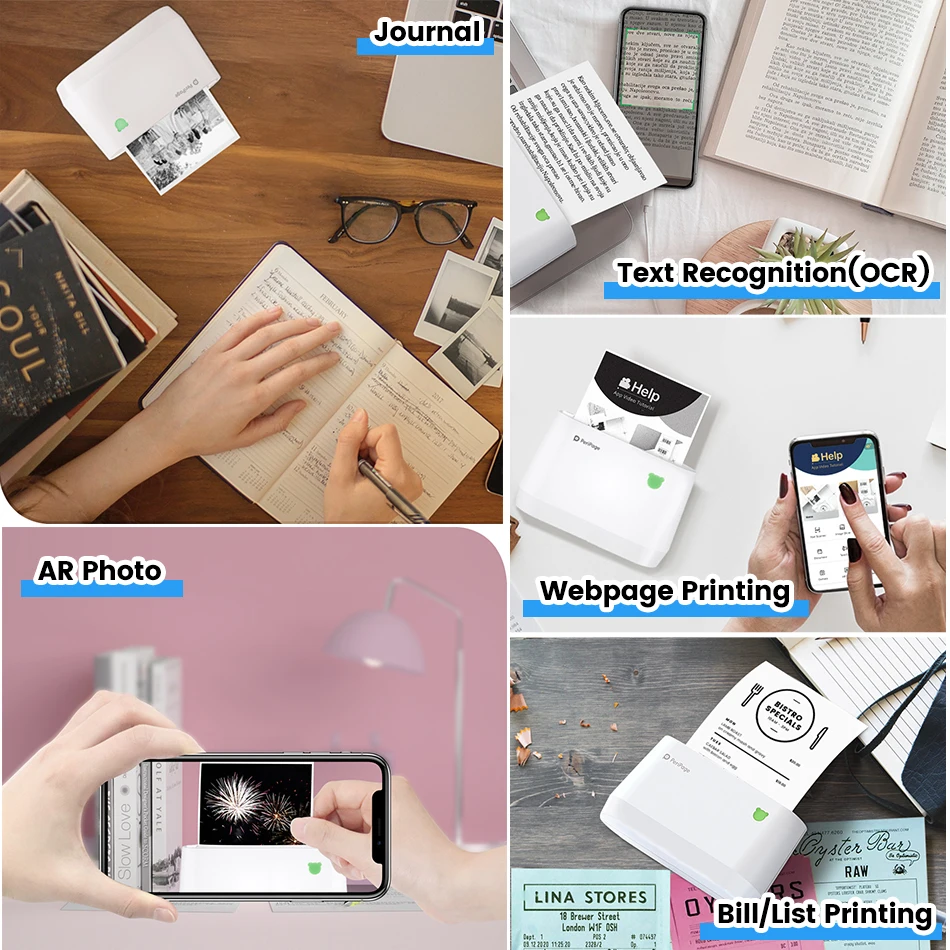 PeriPage Official A9 Portable Thermal Bluetooth Printer 2" 3" 4" A9(s) Max Thermal Photo Label Receipt Sticker Mini Printer A6