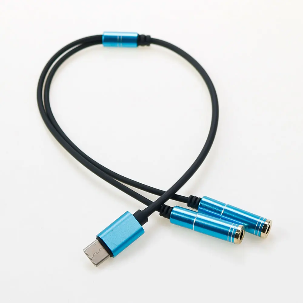 

TYPE-C to two 3.5mm female dual stereo Jack Earphone Audio 1/2 splitter couple adapter AUX audio cable For Letv Xiaomi Phone