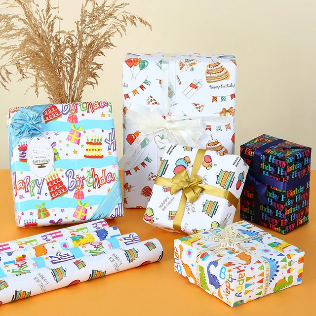 10/5pcs 50X70CM Happy Birthday Gift Wrapping Paper Christmas