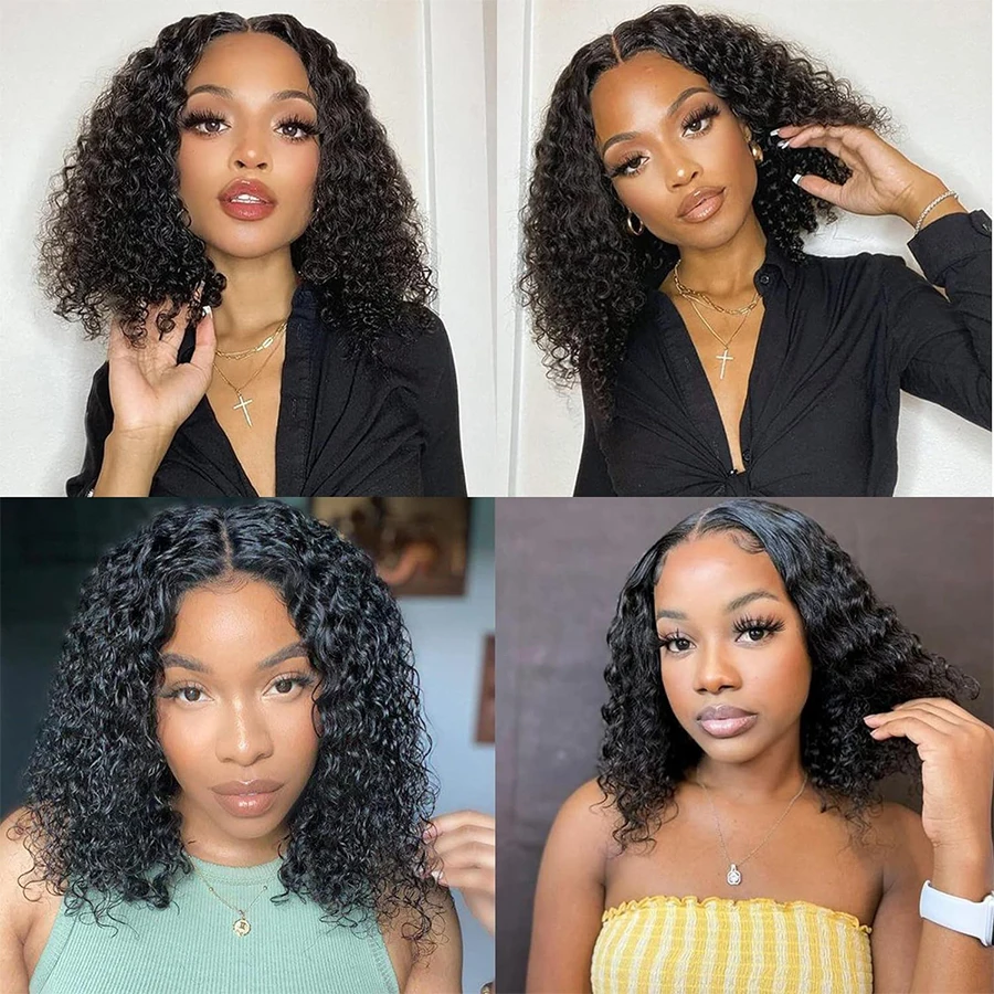 TOMO Short Water Wave Hair Bundles Synthetic Hair Extensions Black Curly Weave Bundles 3Pcs/Pack 10 12 14Inch