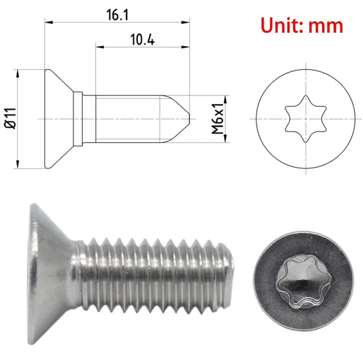 M6 x 16mm Brake Rotor Disc Hex Socket Countersunk Bolt Screws For VW Jetta 1H 1J 1B 2000-2012 2013 2014 2015 Bora car screws