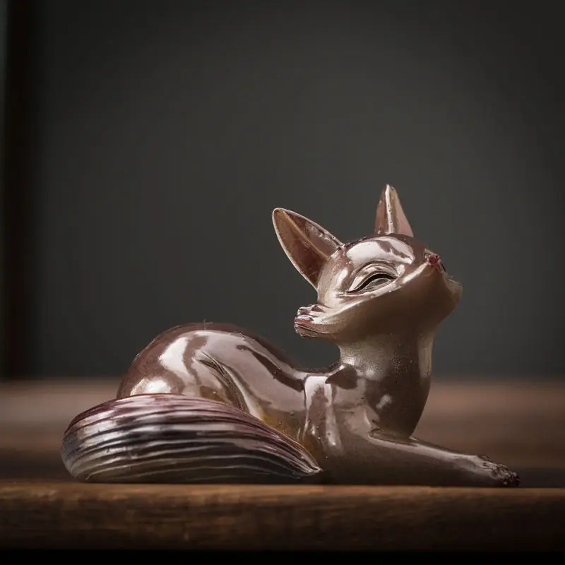 Tea Pet Ornaments Color-changing Tea Pet Ornaments Love The Little Fox Watering Color-changing Tea Pets Office Home Table Pet Ornaments