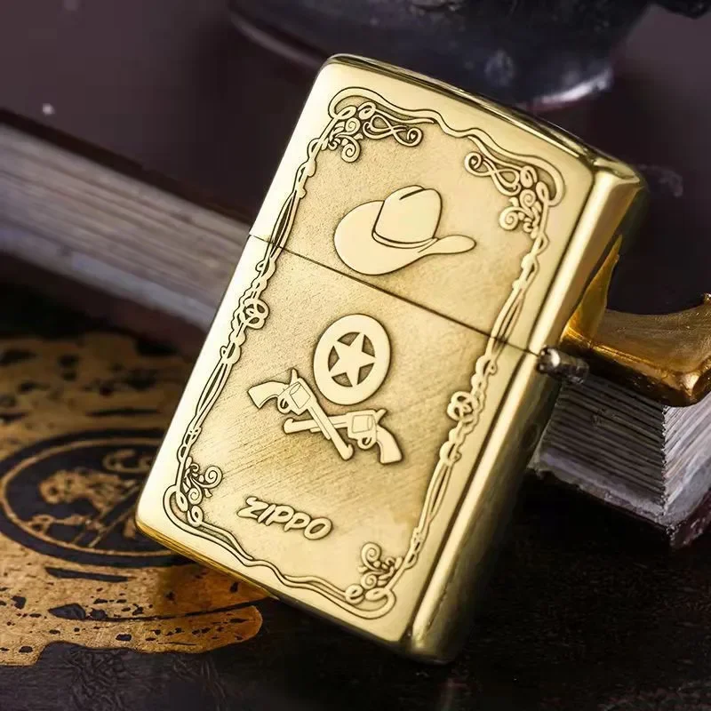 Zippo Accendino Ottone Dorato Hot Cowgirl Collezione Antivento In Scatola