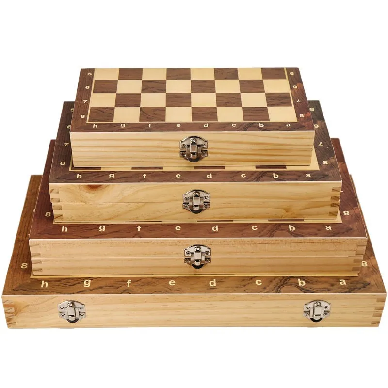 3 in 1 Chess Folding Wood Color Chess Large Chessboard Beginners Children Adults 24-39cm