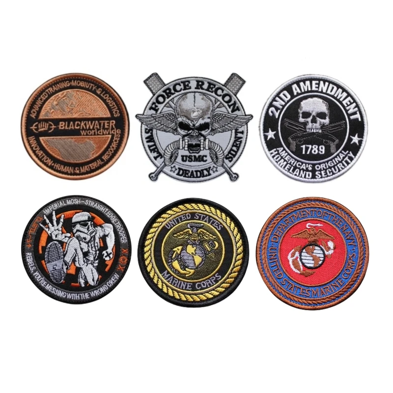 

Marine Corps Morale Badge Vest Sticker Force Recon Skull 1789 Embroidered Hook&Loop Patch Tactical Accessories Military Armband