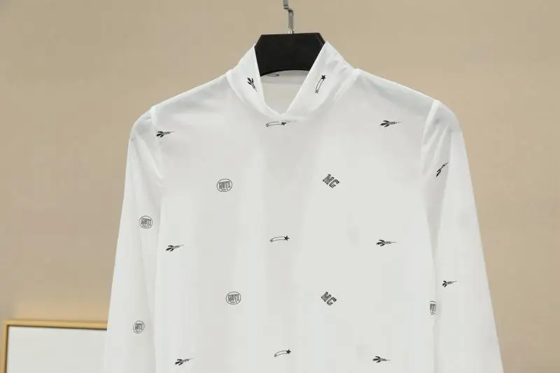 2023 Summer Women Golf Sunscreen with long sleeves and ultra-thin ice silk bottoming shirt and round neck turtleneck top