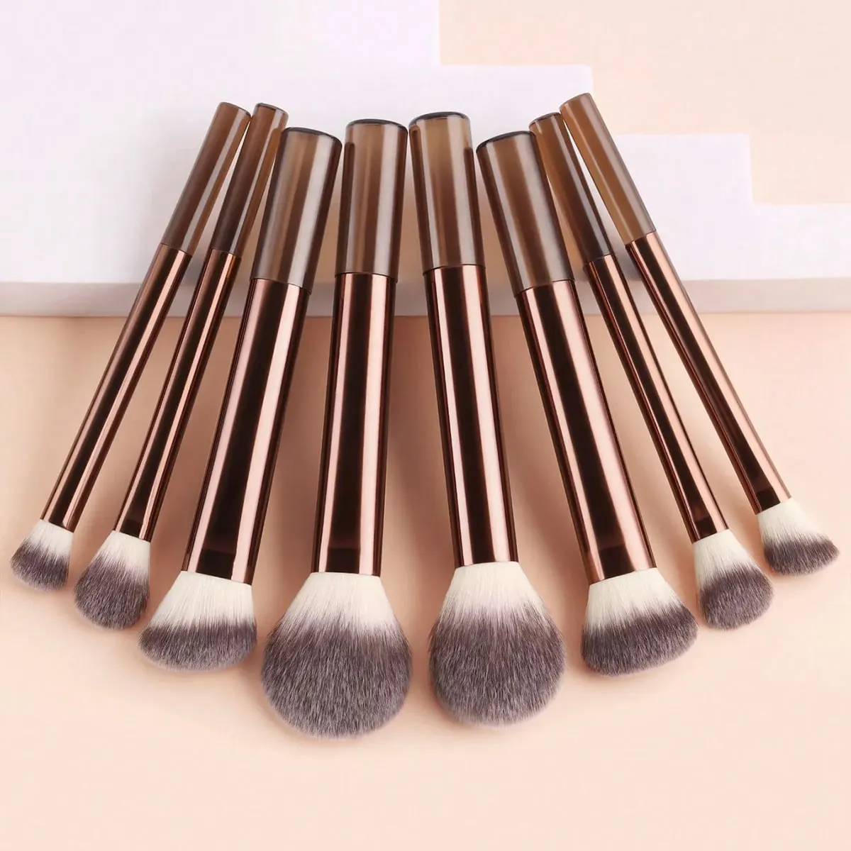 Professional Multifunctional Makeup Brush Set, 8pcs Long-Handle Makeup Brushes Including Powder, Blush, Foundation, Contour, Nos 3