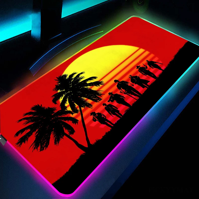 Red Dead Redemption Rgb Mousepad Jogo Grande Rgb Mouse Pad Grande Led Tapete do Mouse Gamer Esteira de Mesa Computador Teclado - Imagem 2