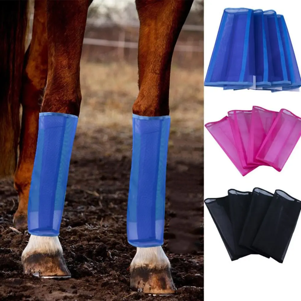 4pcs/set Breathable Fly Boots for Horses Loose Colorful Horse Leg Guards Durable Fine Mesh Horse Boots Protective Gear