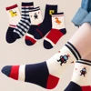 5 pairs 1-14Years Colorful Colors Mid-tube Socks Children Sport School Students Socks Spring Autumn Soft Cotton Toddler 1