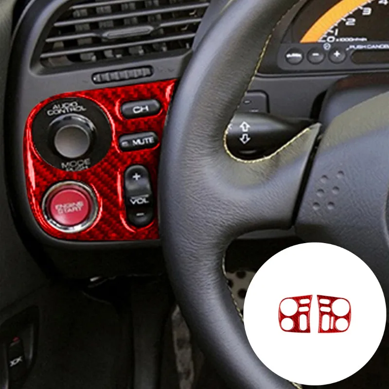 2Pcs Car Driver Button Panel Adesivo In Fibra Di Carbonio Per Honda S2000 2000-2003 Accessori Per Lo Styling