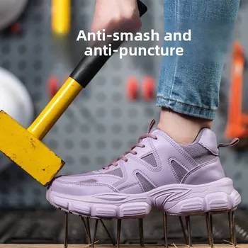 Scarpe antinfortunistiche da donna Scarpe protettive da donna Scarpe da ginnastica da lavoro Scarpe antinfortunistiche alla moda Scarpe indistruttibili anti-sfondamento