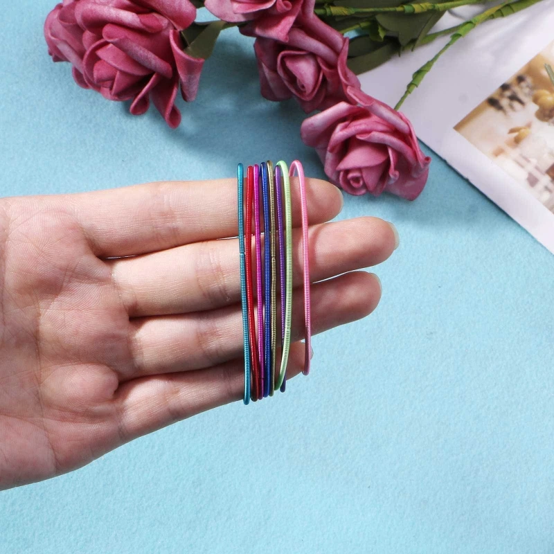 20x String Bracelet for Women Carbon Steel Coil Bracelet Guitar String Spring Stackable Bracelet for Women Girl Jewelry 5