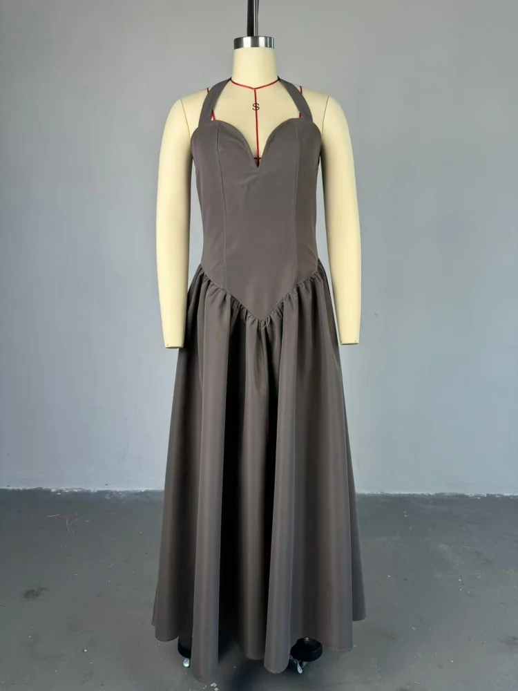 Wmstar Long Dresses Women Sexy Sleeveless Halter Neck Sweet Swing Dress Elegant Street Wear Dress Wholesale Dropshipping 2025
