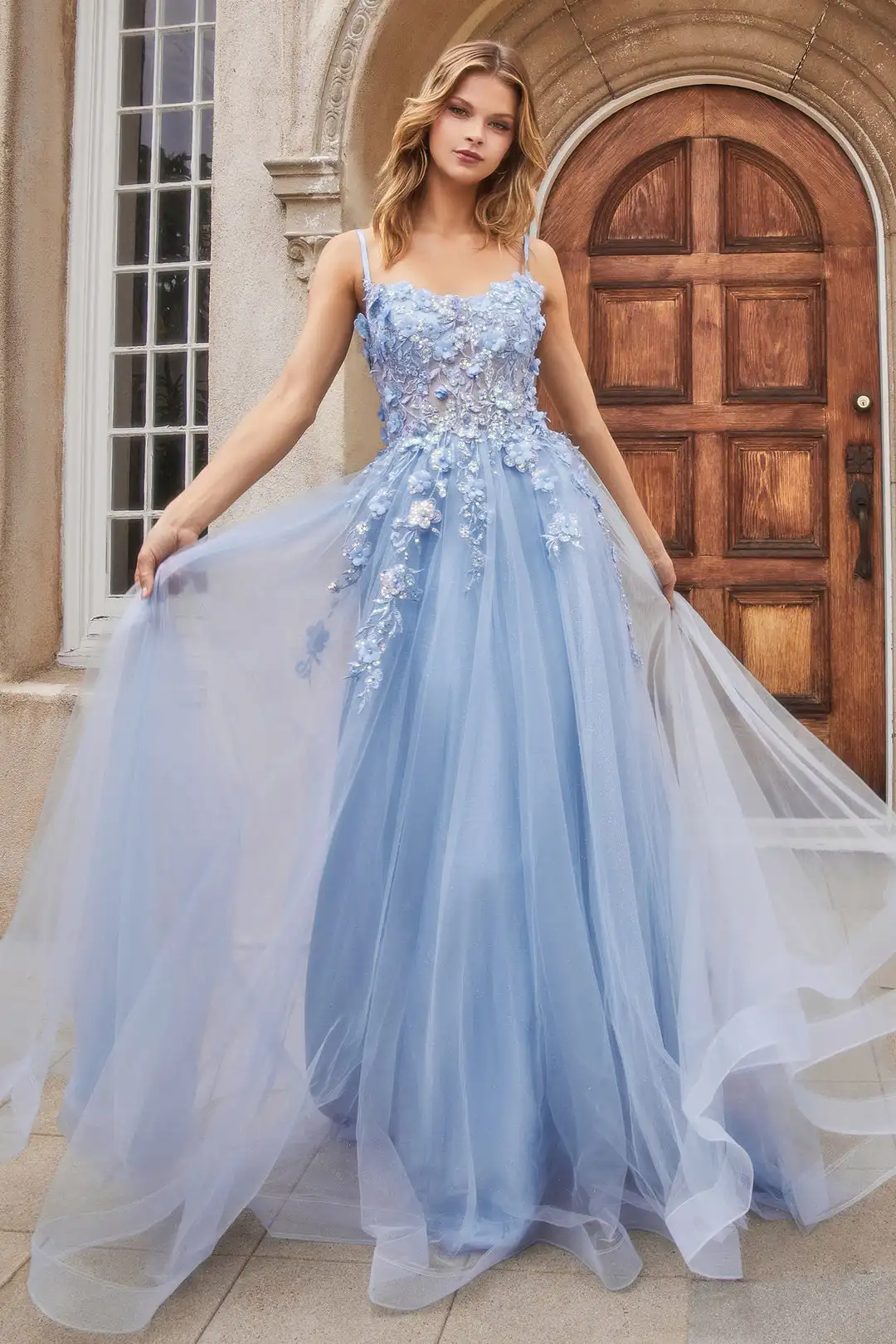 

Classic A-line Prom Dress Floral Print Lace Up Backless Spaghetti Straps Chapel Train Vestidos Robes De Soirée Valentine's Day