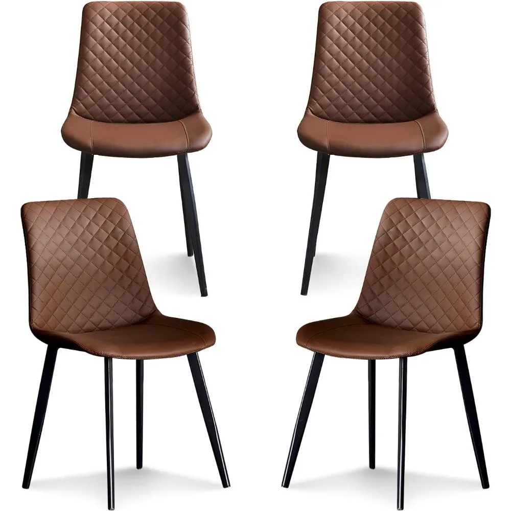 

seonyou Dining Chairs Set of 4, Mid Century Modern Kitchen Chairs, Faux Leather Brown Dining Room Chairs
