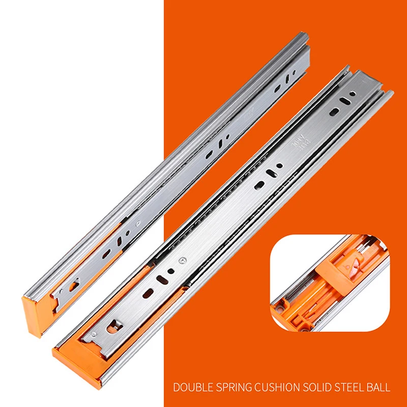 Drawer Slides 12-20" Stainless Steel Soft Close Keyboard Drawer Cabinet Track Guide Rail Three-Section Furniture Hardware