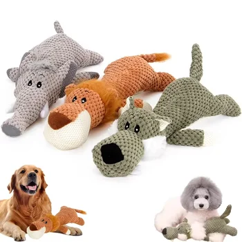 S1ebe382972f6453ba9de78668fa03d04N.png Large Dog Toy Bite-Resistant Sound Plush Toy Lion Wolf Elephant Cartoon Pet Toy Squeaky Dog Toy For Small & Medium Dogs