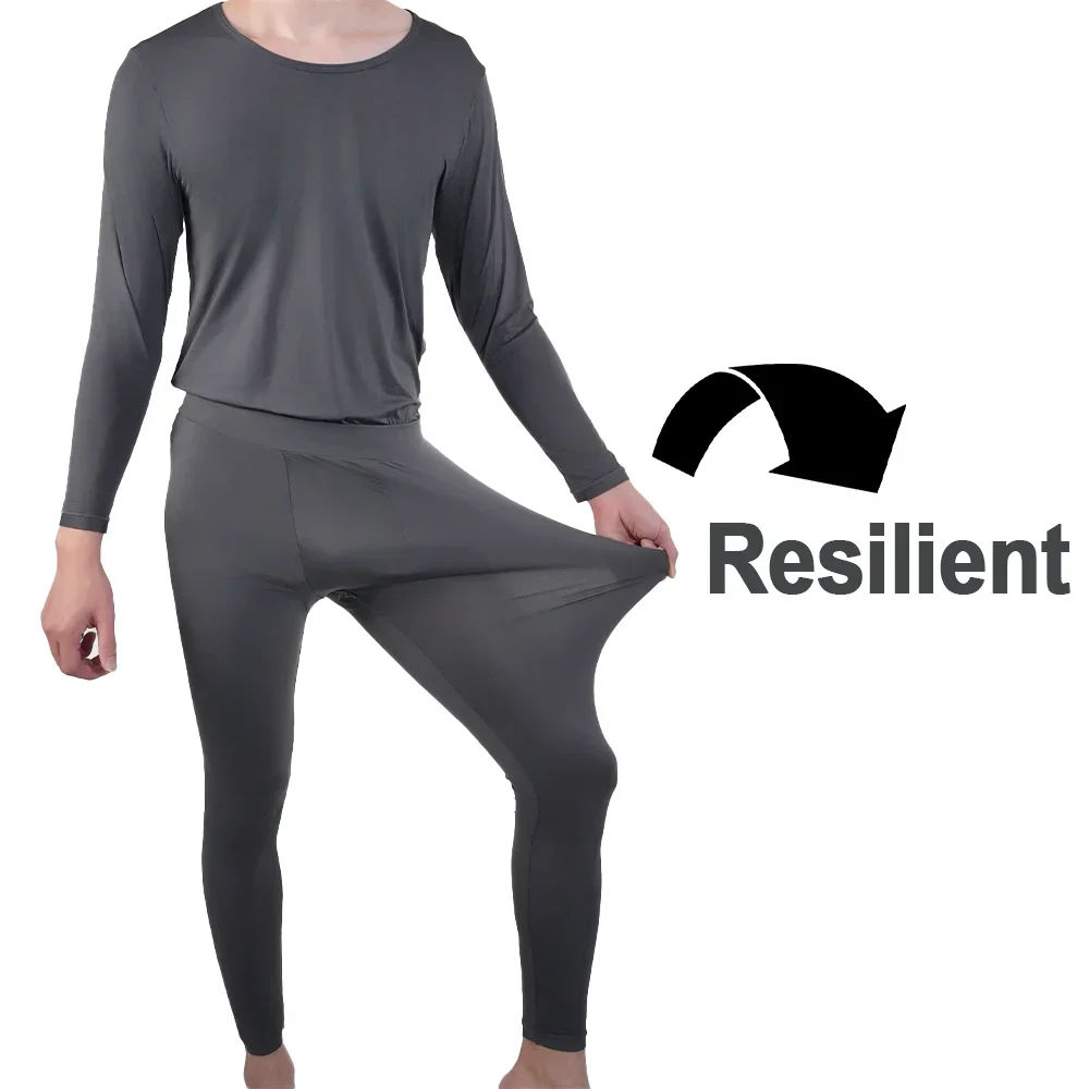 Mens Constant Temperature Thermal Underwear Set Seamless Ultra-thin Pajamas Autumn Winter High Elastic Long Sleeve Long Johns