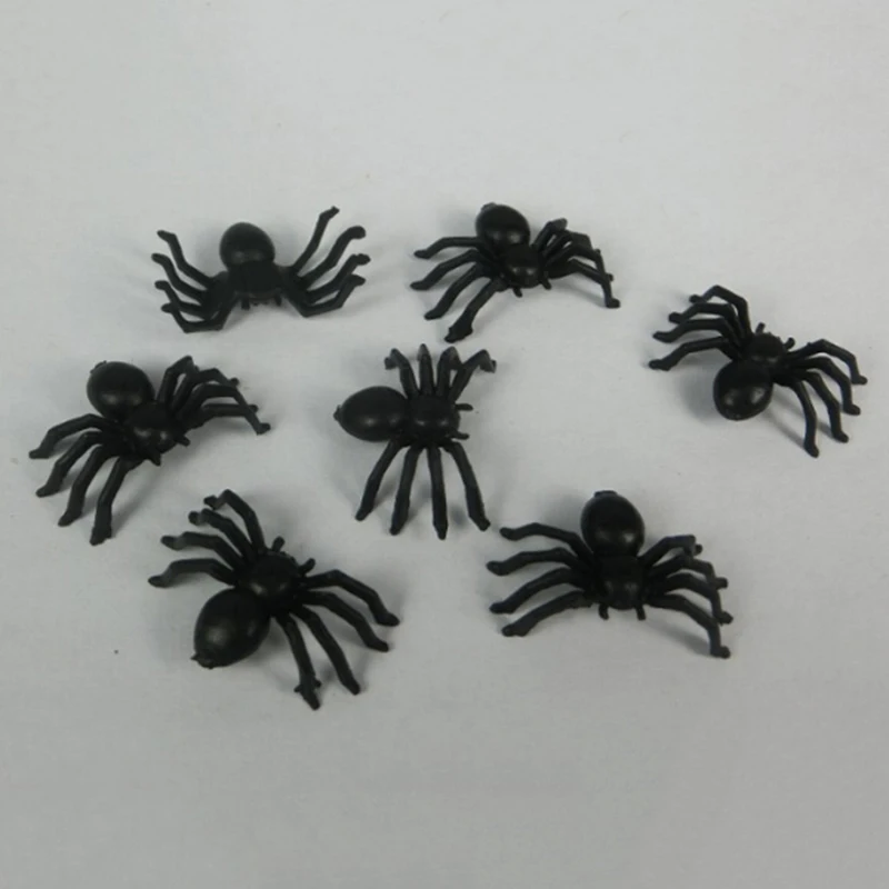 50 Pcs Plastic Spider Trick Toys Halloween Haunted House Prop Decorations Christmas Children's Day Gift