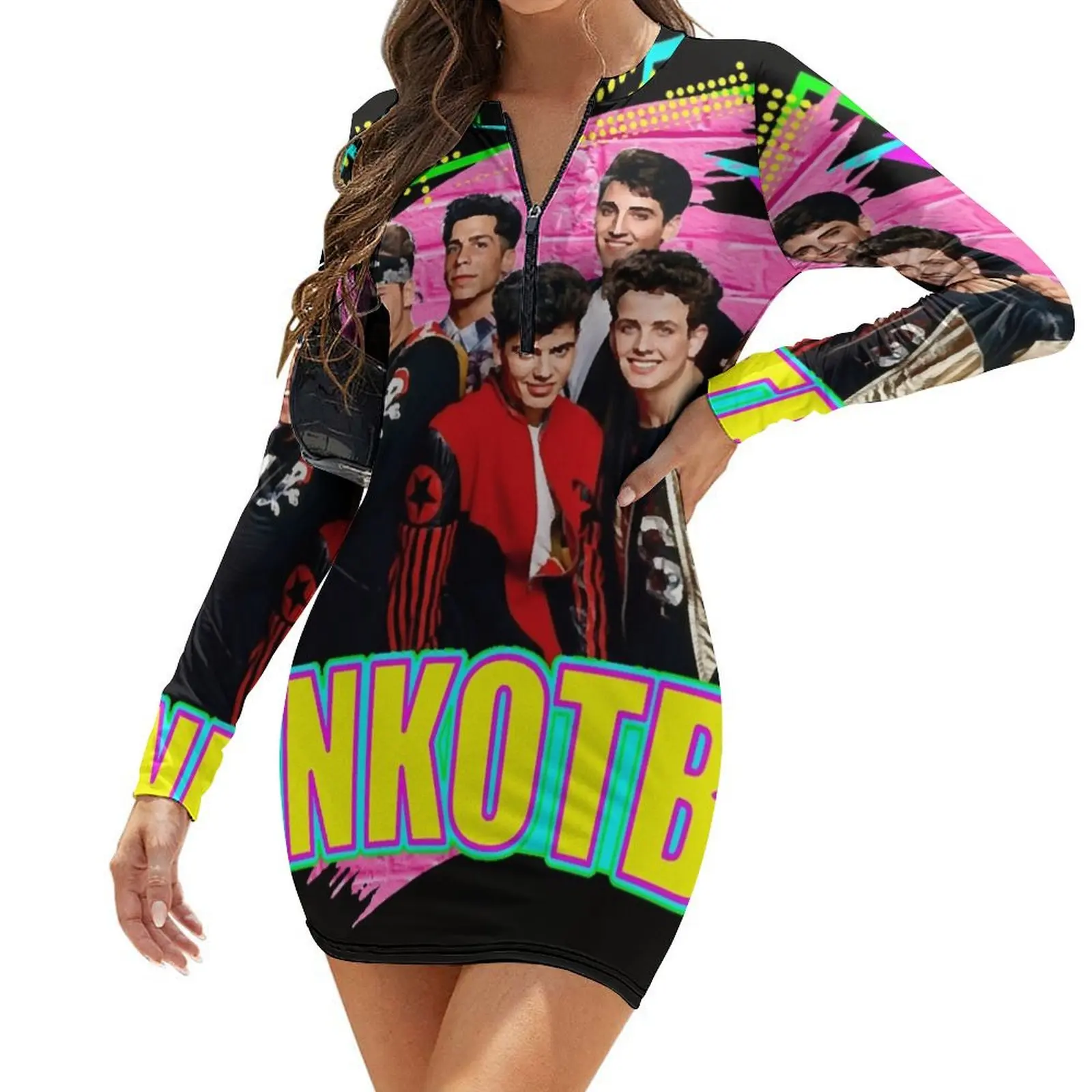 

NKOTB Music Classic Essential Long-Sleeve Bodycon Dress Beachwear womens dress prom dresses