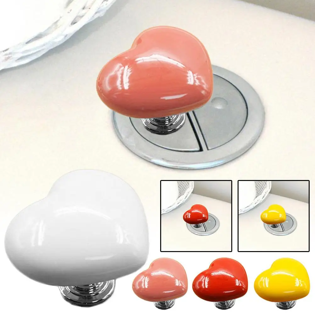 

Heart Shaped Toilet Press Button Press Push Switch Toilet Button Flush Bathing Water Decor Room Press F9g2