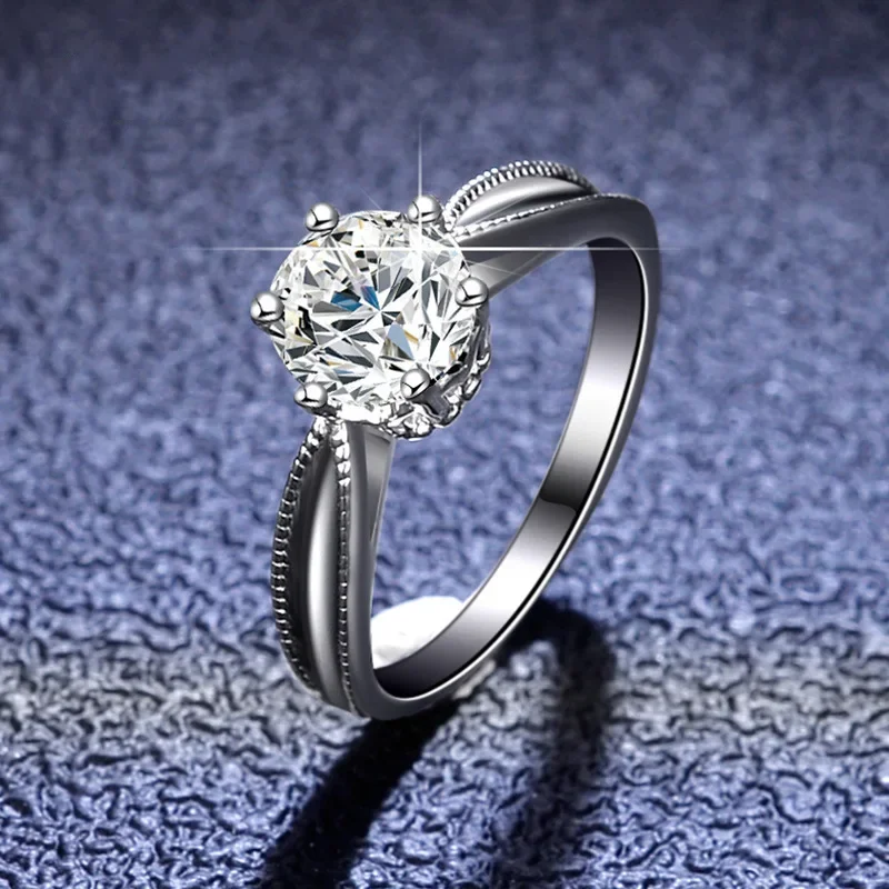 Splendido Pt950 Platinum 1Ct Moissanite Diamond Ring Elegant Women Bridal Engagement Wedding Party Promise Jewelry Gift
