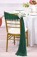 10pcs Sage Green Cheesecloth Chair Sashes Rustic Bowknot Designed Chair Cover for Wedding Banquet Party Chair decor 40X275cm 5