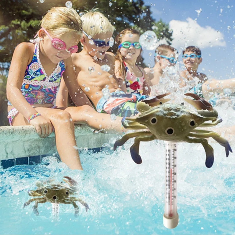 ABXE-Pool Thermometer Floating Easy Read Large Size Pool Thermometer Ocean Animal Shaped Thermometer(Crab)