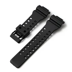 Enhanced Silicone Resin Watch Strap, 16mm, Compatible with Popular G-Shock Series - 16mm (Black black matte)