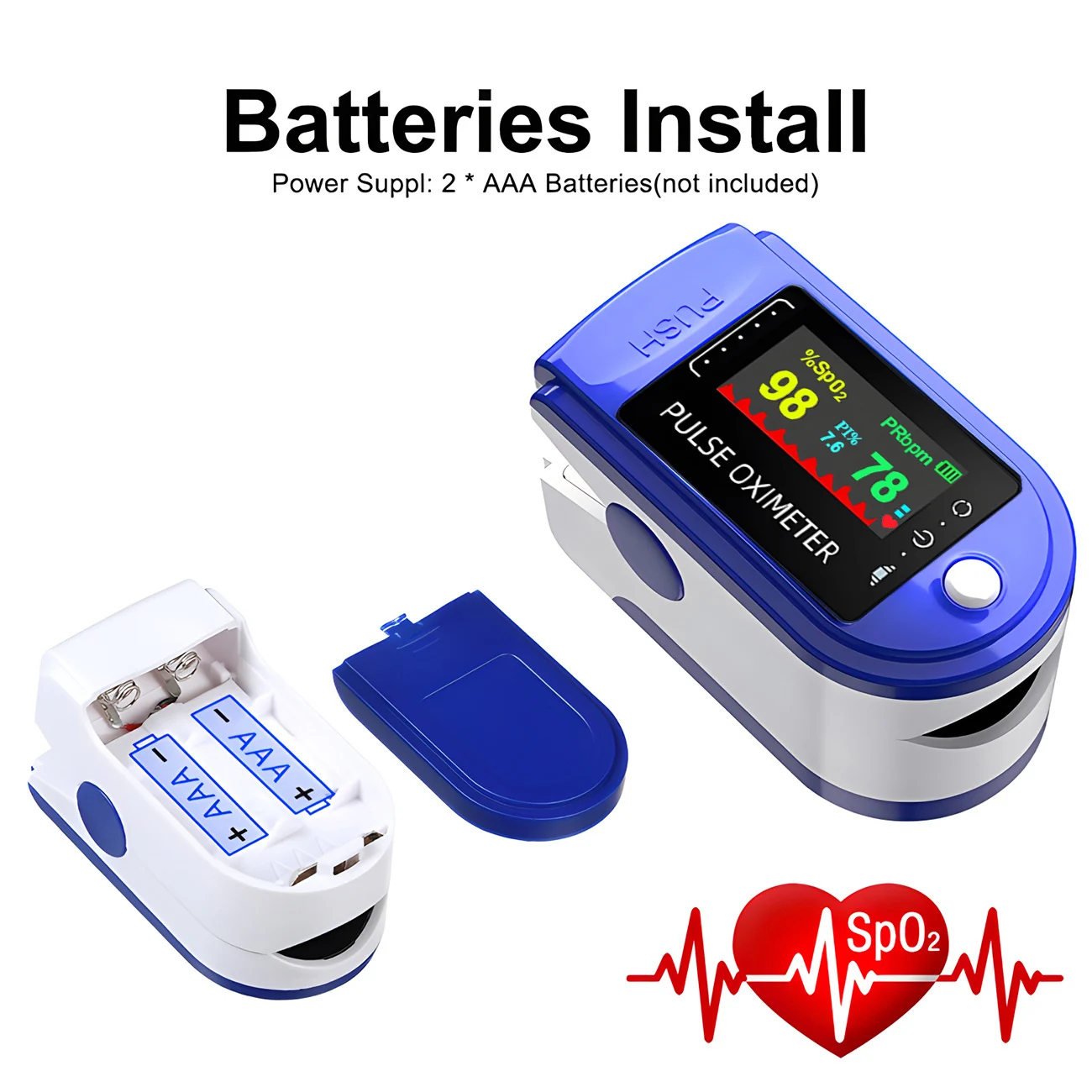 Portable Digital Finger Pulse Oximeter LED Blood Oxygen Heart Rate Health Diagnostic Monitor Tool