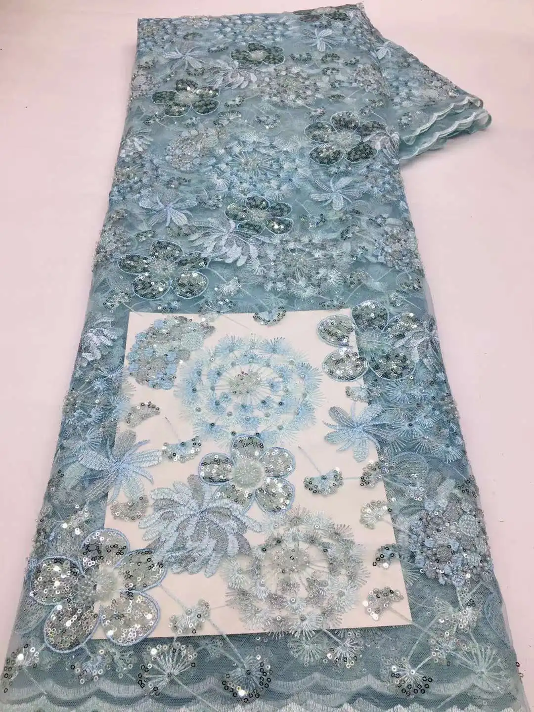 

New Arrivals Fabric With Colorful Sequins Embriodery French Tulle lace Africa Fabric For Evening dresses Long dress Weddings