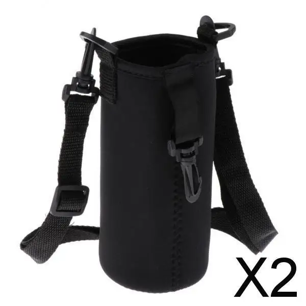 

2x Neoprene Insulated Water Drink Bottle Carrier Sleeves Bag with Adjustable Strap for Climbing Cycling Activities