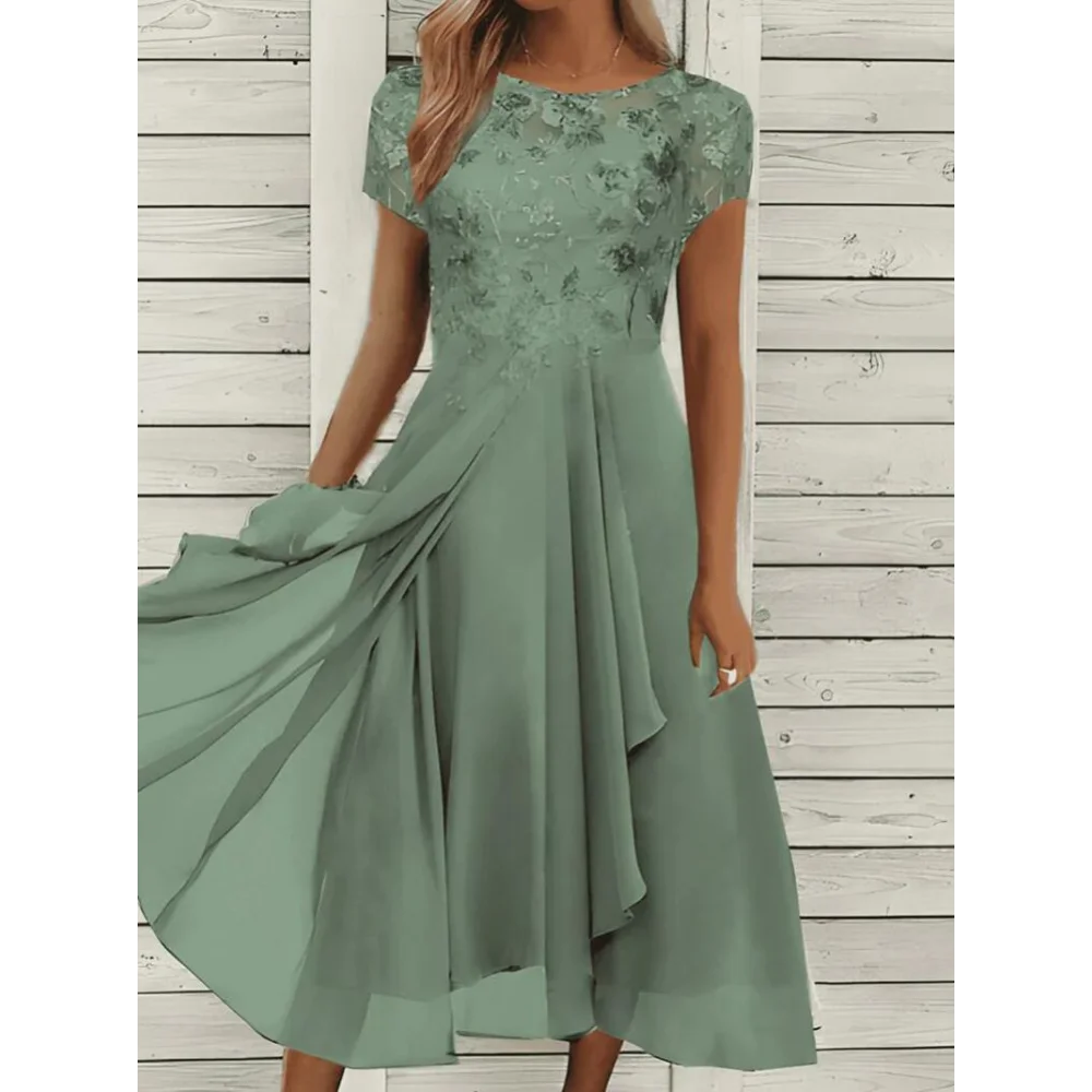 

Женское платье макси с коротким рукавом и блестками