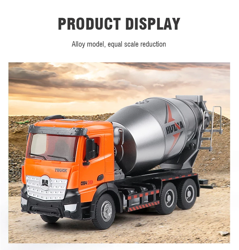 شاحنة خلط الخرسانة من سبيكة Huina، مركبة نقل ثابتة...