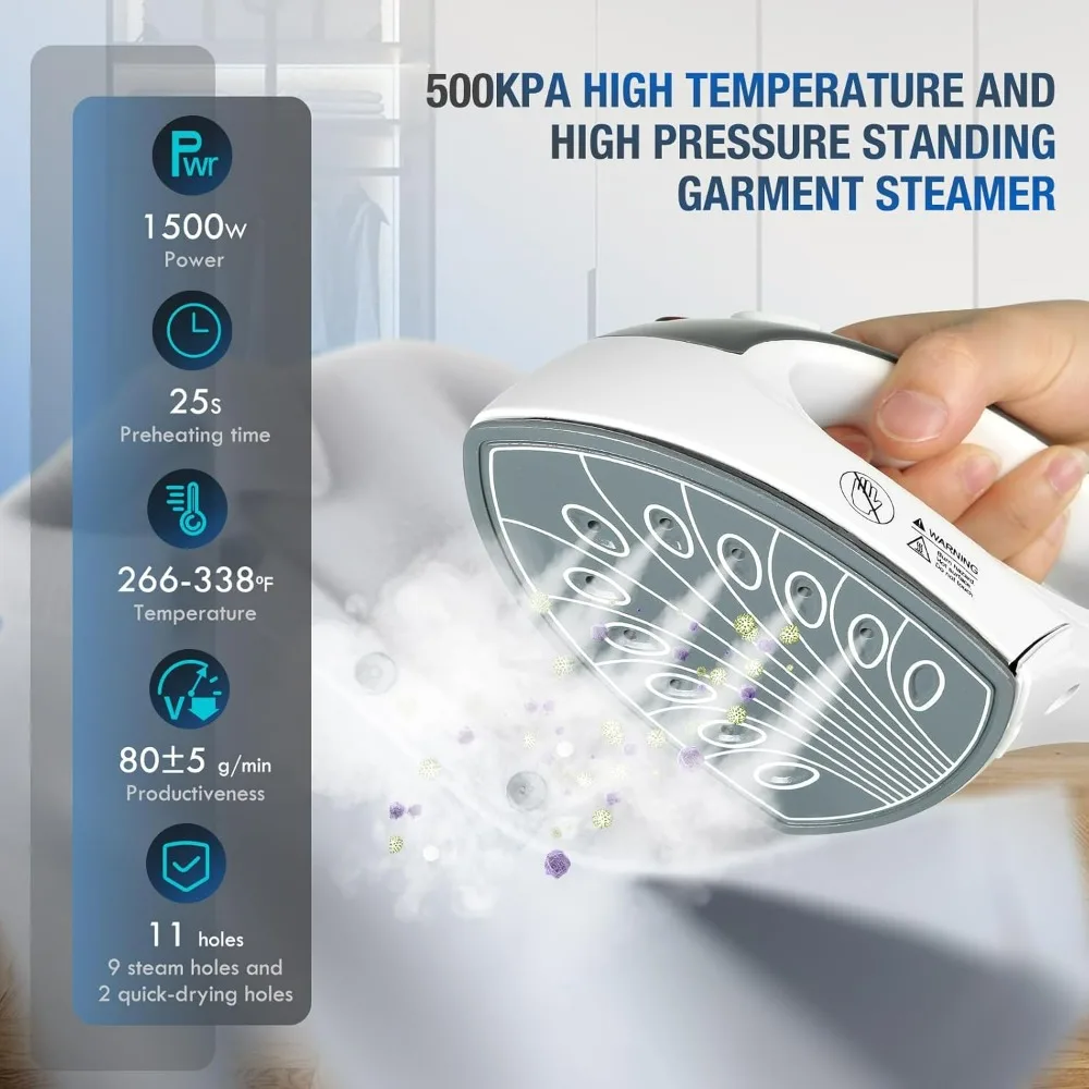 1500W Fast Heat Standing Garment Steamer with 101 fl.oz Detachable Tank and 2-Level Steam Ironing Board