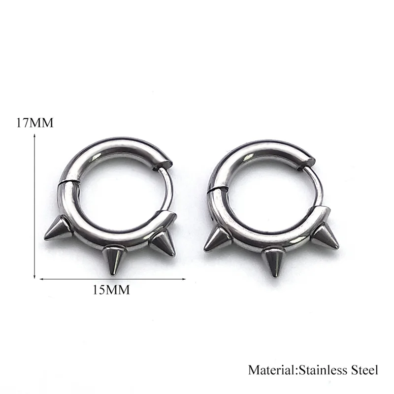 3 Pairs Clip On Hoop Earrings - No Piercing Stainless Steel Punk Rock Style For Men & Women
