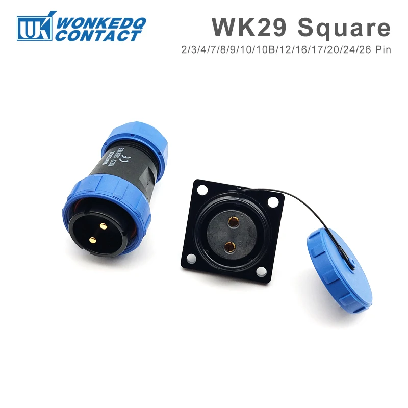 Conector Quadrado à Prova Dágua Caixa Elétrica Plugue Masculino de Aviação Porca Traseira Conector de Cabo Roscado Ip68 Wk29 Sp29
