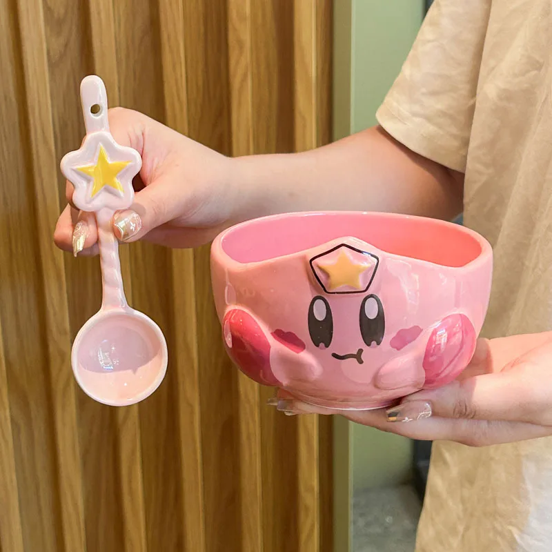 Star Kirby Niedliche Cartoon-Peripherie-Reisschüssel aus Keramik, persönliche Esszimmerschüssel, spezielle schöne Schüssel für Kinder, High-End-Heimmöbel