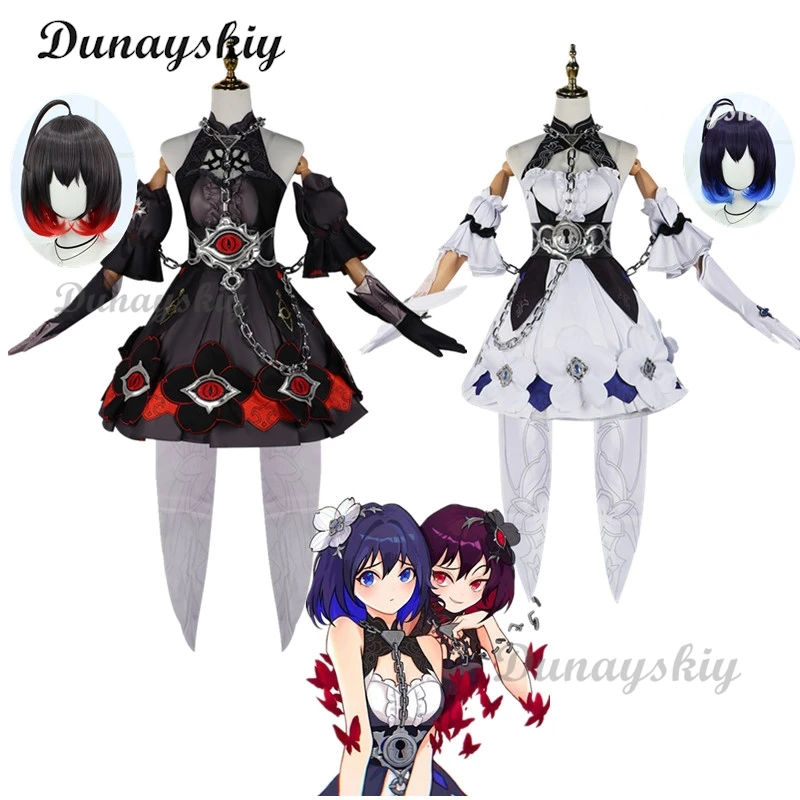 

Twins Seele Vollerei Cosplay Game Honkai Impact 3 Cosplay Costume Vollerei Dress Uniform Wig Set Party Outfit Women