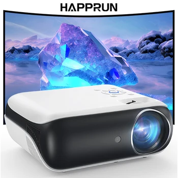 HAPPRUN Projector, native 1080P Bluetooth projector, portable outdoor, full HD mini projector, home bedroom speaker 1